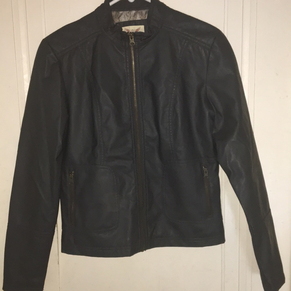 Grey Faux Leather Jacket